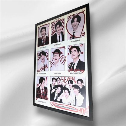K-Pop 7 Member Framed Poster